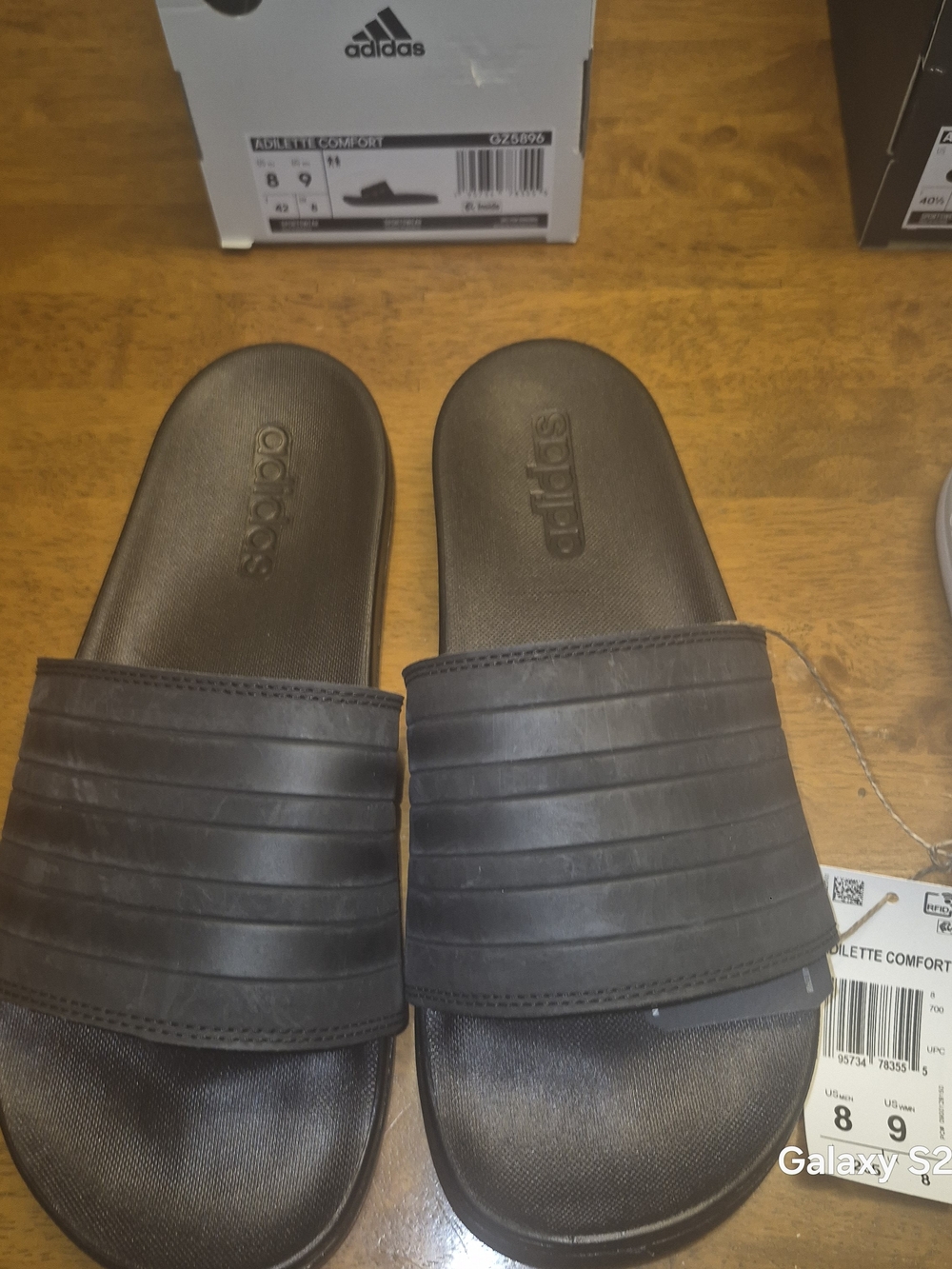 adidas Black Men’s Slide Sandals with Ribbed Strap